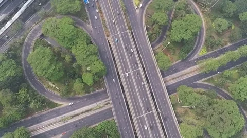 Jakarta Semanggi Full View by Rotating Aerial Stock Footage 75974027