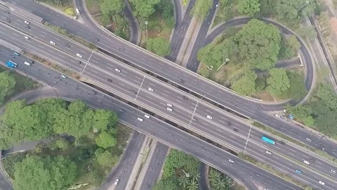 Jakarta Semanggi Interchange Top View and Rotating Stock Footage 75957757