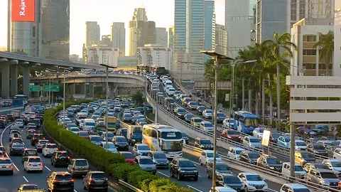 Jakarta traffic jam at rush hour Stock Footage 155474371