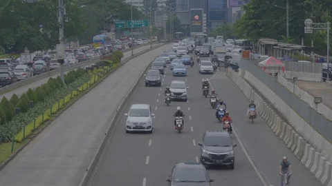 Jakarta traffic in rush hour Stock Footage 129802595