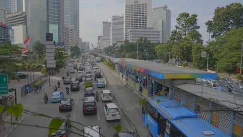 Jakarta traffic in rush hour Stock Footage 129803492