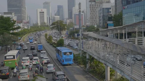 Jakarta traffic in rush hour Stock Footage 129803799