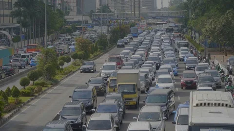 Jakarta traffic in rush hour Stock Footage 129803979