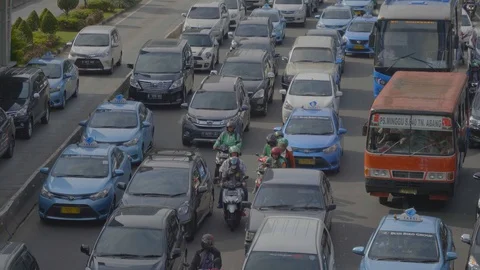 Jakarta traffic in rush hour Stock Footage 129804558