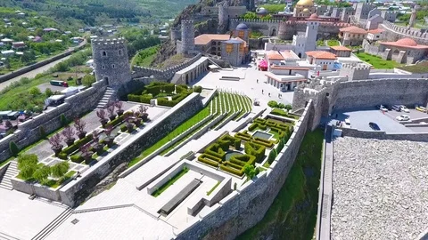 Jakeli Castle medieval castle complex in Akhaltsikhe, Rabati Castle, Georgia Stock Footage 105500076