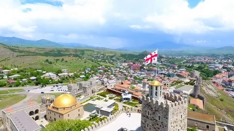 Jakeli Castle medieval castle complex in Akhaltsikhe, Rabati Castle, Georgia Stock Footage 105500795