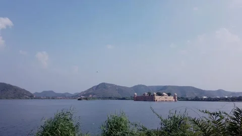 'Jal Mahal' or Lake palace in the Jaipur city of Rajasthan, India. Stock Footage 266193553