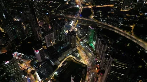 Jalan Ampang, close to KLCC, seen from above. Slow motion Stock Footage 324627707