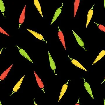 Jalapeno vegetable seamless pattern black design Stock Illustration
