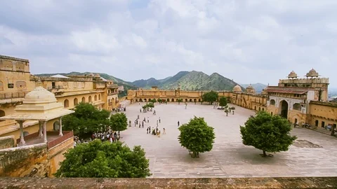 Jaleb Chowk Inside Amber Fort at Jaipur 库存影片 100076542