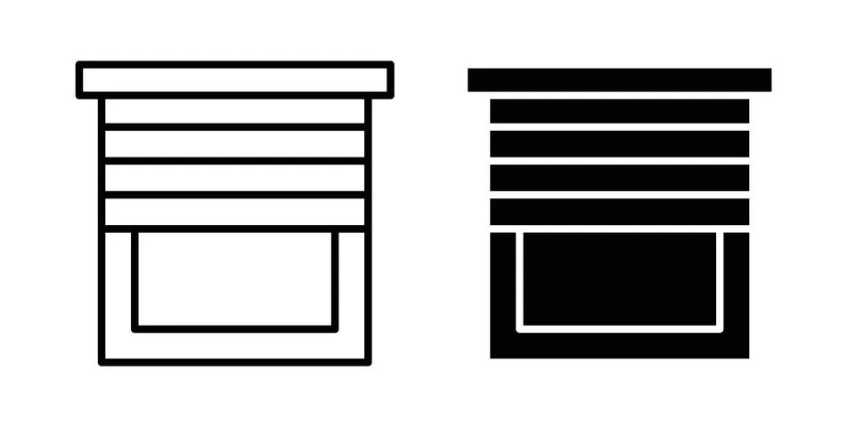 Jalousie icon solid, line, and editable vector set. Stock Illustration