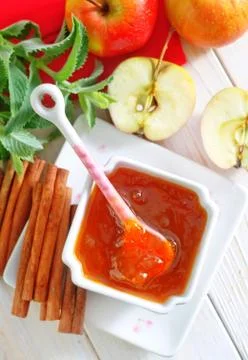 Jam and apples Stock Photos