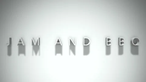Jam and bbq 3D title animation with shadows on a white background Stock Footage 297217608