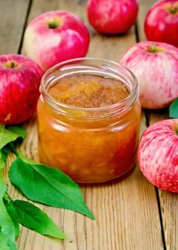 Jam apple with apples on the board Stock Photos