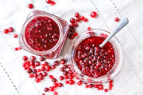Jam with berries top view Stock Photos