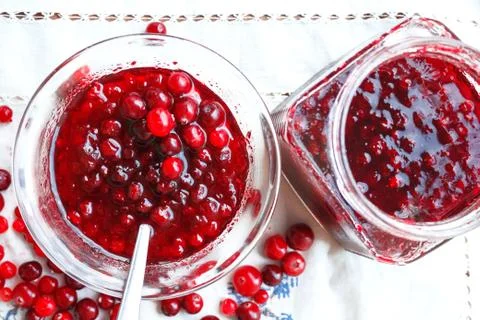 Jam with berries top view Stock Photos