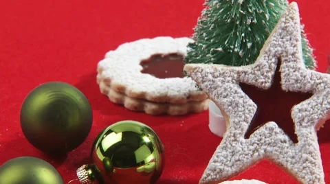 Jam biscuits and Christmas decorations Video stock 8571604