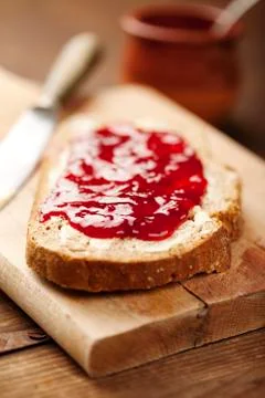 Jam on bread 스톡 사진
