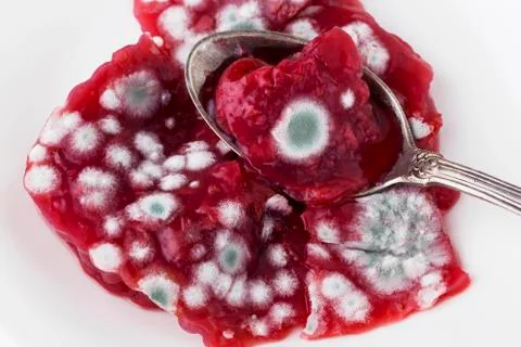 Jam is covered with mold 스톡 사진