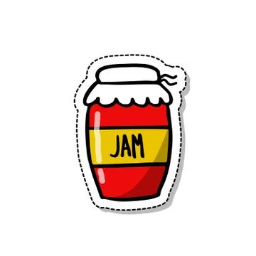 Jam doodle icon, vector color sticker illustration Stock Illustration