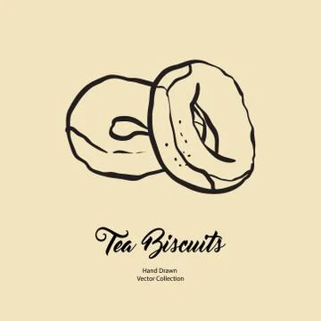 Jam doughnuts isolated hand drawn vector line illustration old style. Vector  Stock Illustration