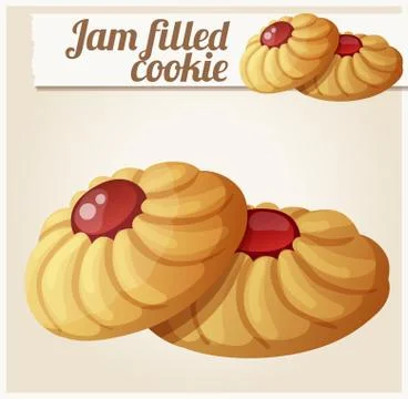 Jam filled cookie. Detailed vector icon Illustrazione stock