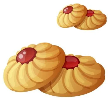 Jam filled cookie. Detailed vector icon isolated on white background Illustrazione stock