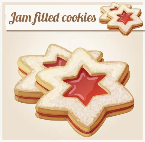 Jam filled cookies. Cartoon vector illustration. Series of food and drink and Stock Illustration