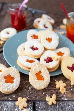 Jam filled cookies for Easter Stock Photos