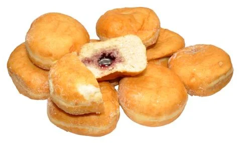 Jam Filled Doughnuts Stock Photos