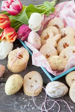 Jam filled easter cookies Stock Photos