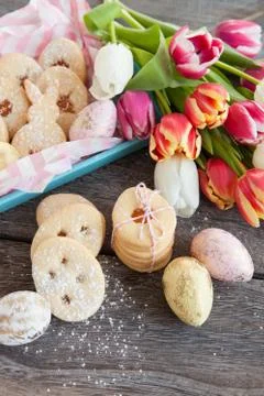Jam filled easter cookies Stock Photos