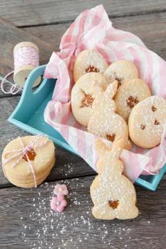 Jam filled easter cookies Stock Photos