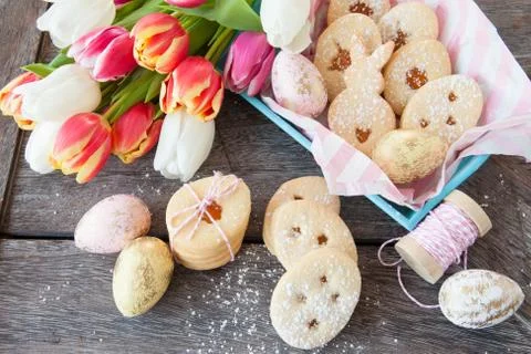 Jam filled easter cookies Stock Photos