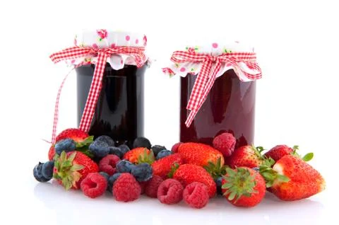 Jam with fruit Stock Photos