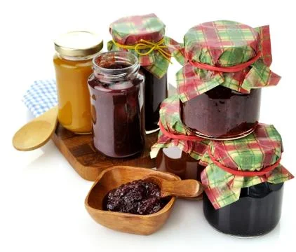 Jam in the glass jars Stock Photos
