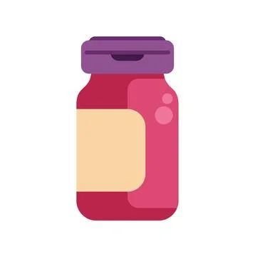 Jam jar with a blank label and purple lid Stock Illustration