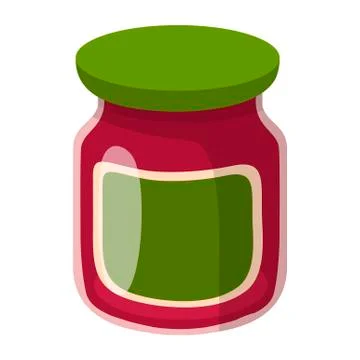 Jam Jar in flat cartoon style isolated on white background. Vector illustration Stock Illustration