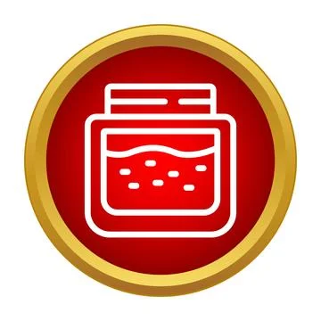 Jam jar icon in red circle button Stock Illustration