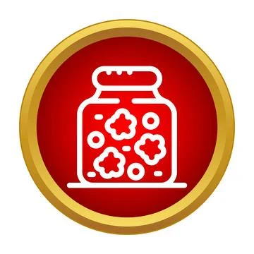 Jam jar icon in red round frame イラスト素材