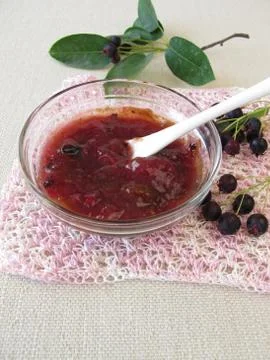 Jam with juneberries Stock Photos