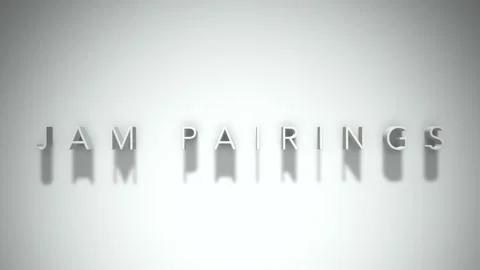 Jam pairings  3D title animation white text on a white background Stock Footage 299636670