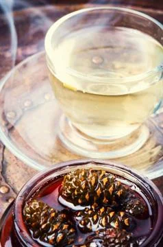 Jam from pine cones for tea Stock Photos