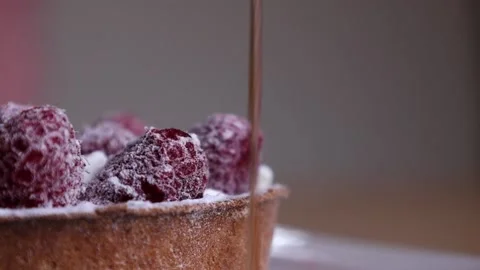 Jam pours for dessert Stock Footage 168341959