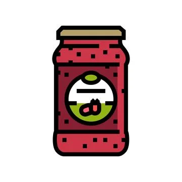 Jam raspberry fruit berry color icon vector illustration イラスト素材