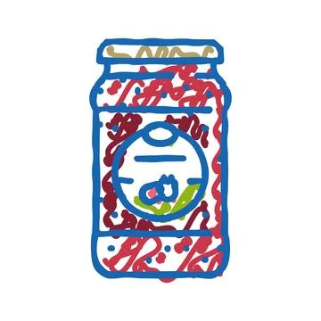 Jam raspberry fruit berry icon doodle illustration Stock Illustration
