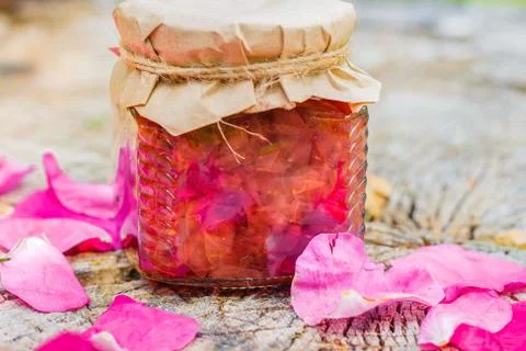 Jam from rose close-up Foto stock