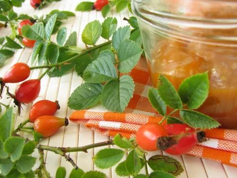 Jam with rose hips Stock-Fotos