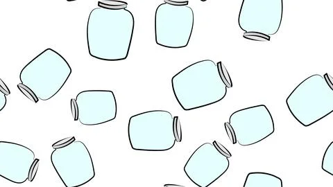 Jam seamless pattern with vector thin line icons. Glass jars with honey, jell Stock Illustration