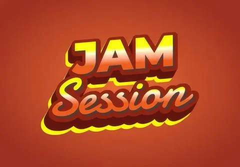 Jam session text with colorful retro style on orange background Stock Illustration